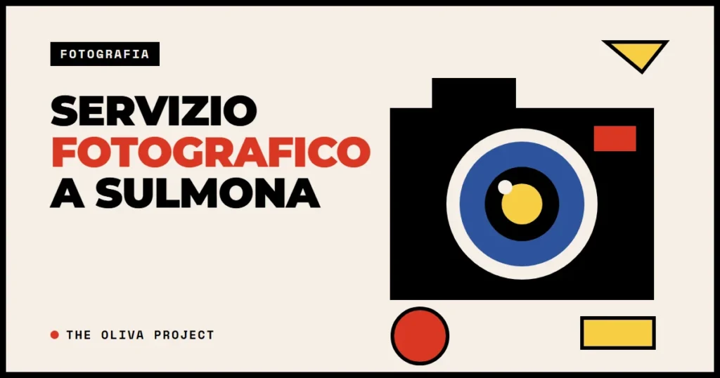 Illustrazione di una macchina fotografica con obiettivo blu, per l'articolo sul servizio fotografico